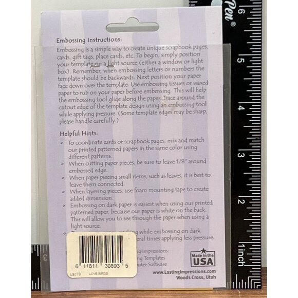 2006 L9378 Lasting Impressions LOVE BIRDS Stencil Embossing Template - Picture 3 of 3